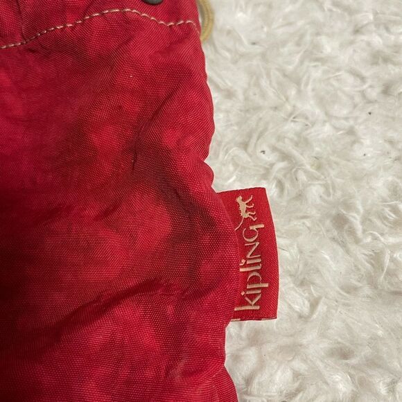 Kipling vintage 1990s red drawstring  Medium backpack nylon bag - Picture 5 of 11